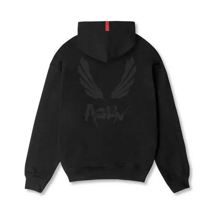 ASRV Hoodies and Sweatshirts Men TechTerry Zip Pocket Hoodie Blackblack 034brush Wingsasrv034