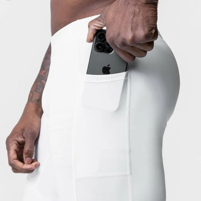 ASRV Leggings Men WarpFlexx Side Pocket 34Length Legging White