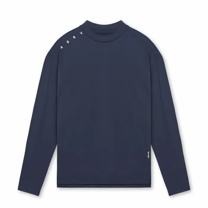 ASRV Long Sleeves Men Core Mock Neck Long Sleeve Navy