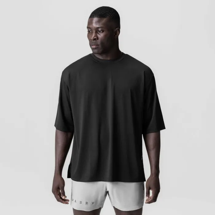 ASRV Short Sleeves Men 3DLite 20 Lycra 34Sleeve Oversized Tee Black 034otwr034