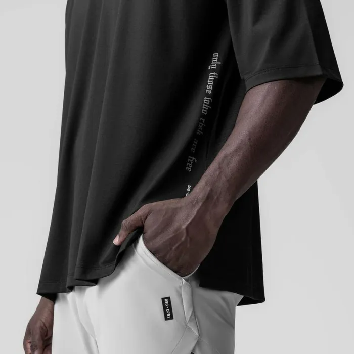 ASRV Short Sleeves Men 3DLite 20 Lycra 34Sleeve Oversized Tee Black 034otwr034