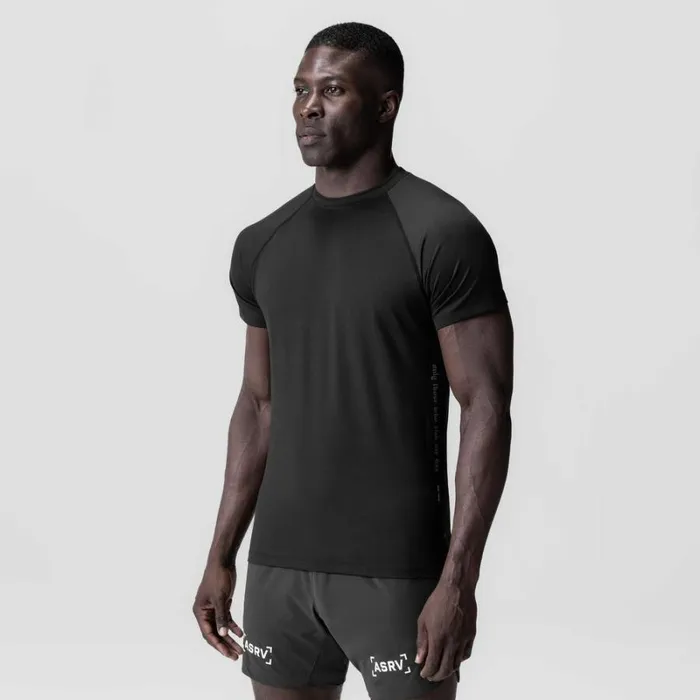 ASRV Short Sleeves Men 3DLite 20 Lycra Fitted Tee Black 034otwr034