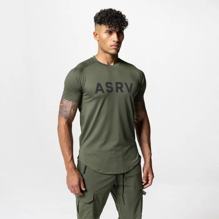 ASRV Short Sleeves Men AeroSilver Established Tee Dark Olive 034asrv034
