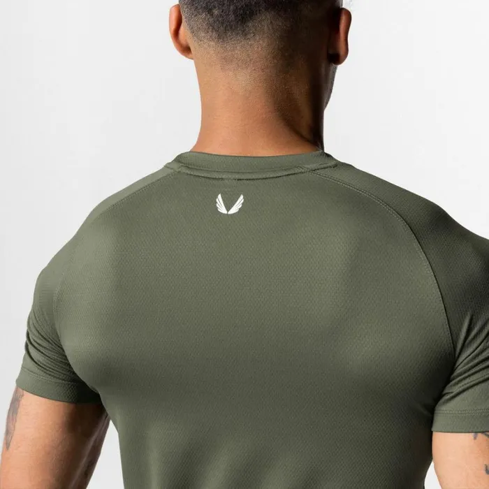 ASRV Short Sleeves Men AeroSilver Established Tee Dark Olive 034asrv034