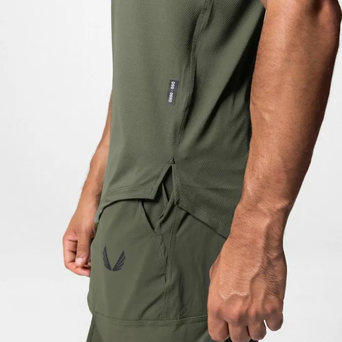 ASRV Short Sleeves Men AeroSilver Established Tee Dark Olive 034asrv034