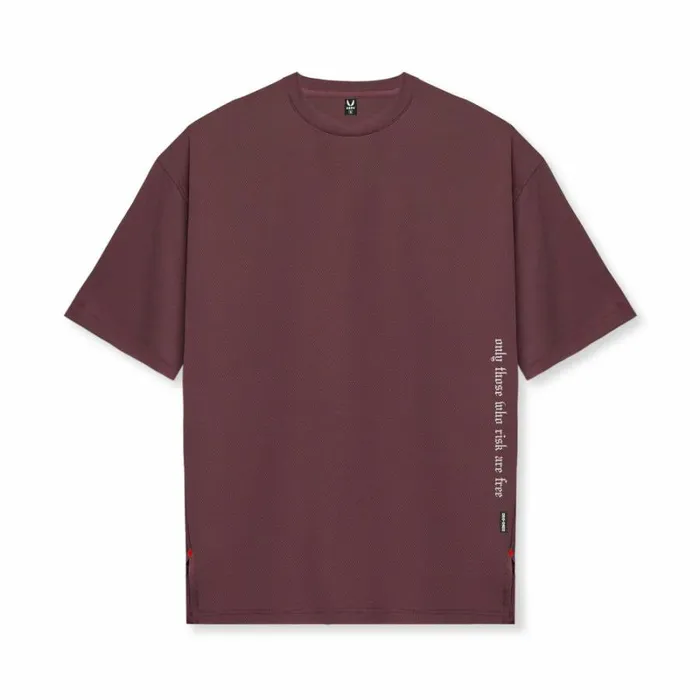 ASRV Short Sleeves Men AeroSilver Oversized Tee Plum