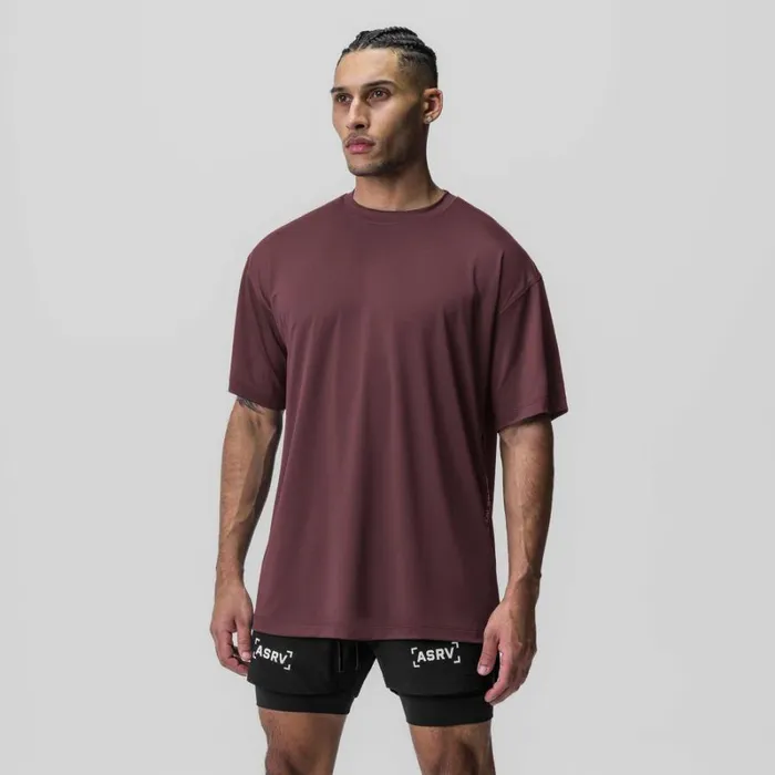ASRV Short Sleeves Men AeroSilver Oversized Tee Plum