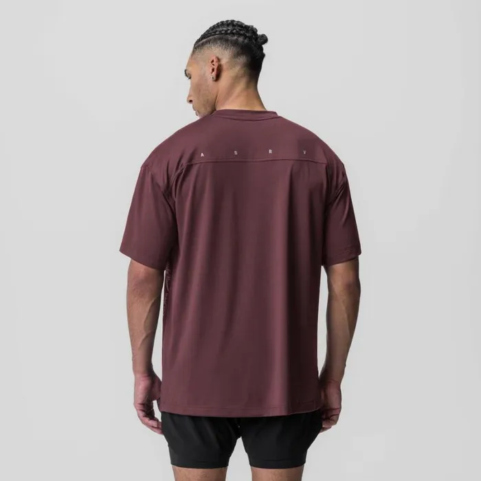 ASRV Short Sleeves Men AeroSilver Oversized Tee Plum