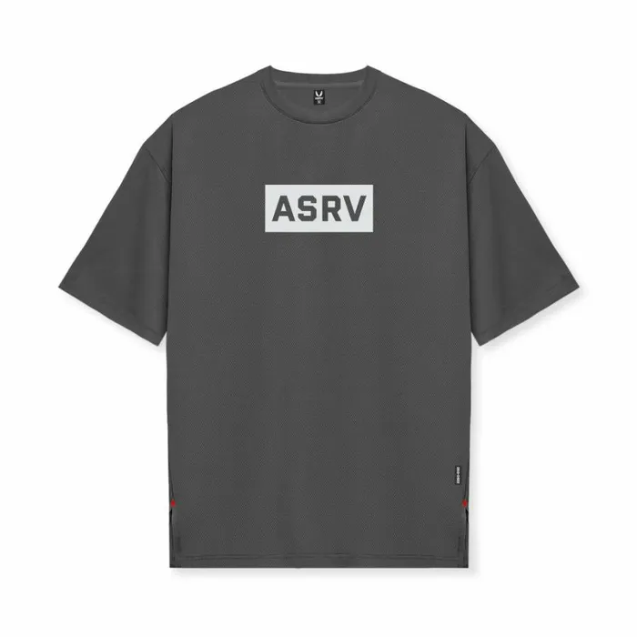 ASRV Short Sleeves Men AeroSilver Oversized Tee Space Grey 034box Logo034