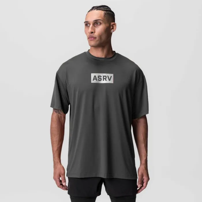 ASRV Short Sleeves Men AeroSilver Oversized Tee Space Grey 034box Logo034