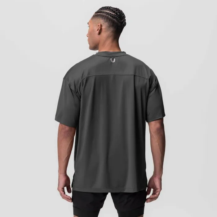 ASRV Short Sleeves Men AeroSilver Oversized Tee Space Grey 034box Logo034