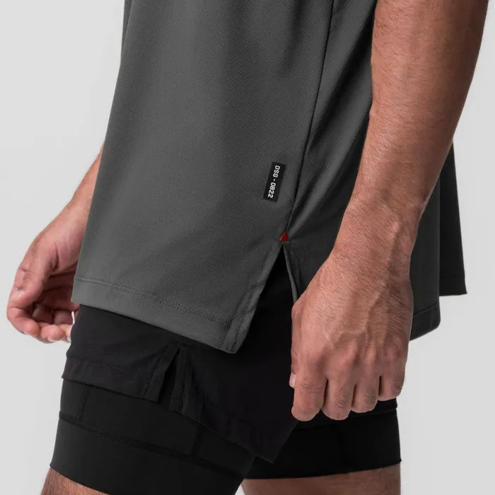 ASRV Short Sleeves Men AeroSilver Oversized Tee Space Grey 034box Logo034