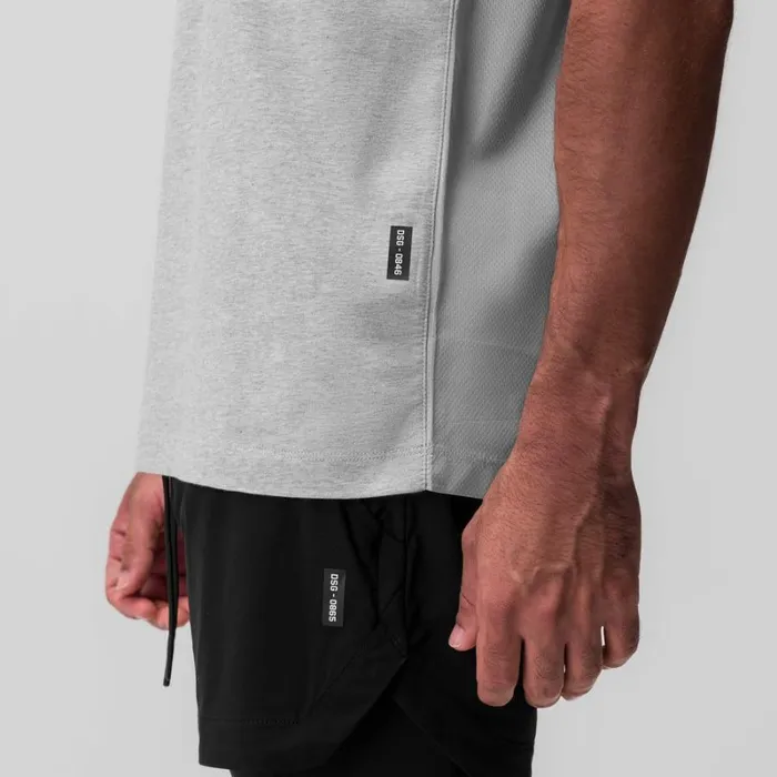 ASRV Short Sleeves Men CottonPlus Standard Mesh Back Tee Heather Grey