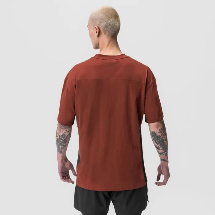 ASRV Short Sleeves Men Supima Mesh Panel Oversized Tee Brick