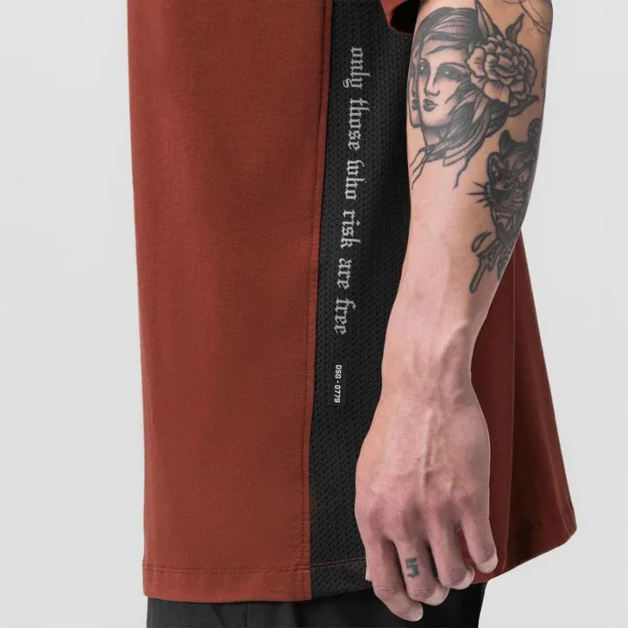 ASRV Short Sleeves Men Supima Mesh Panel Oversized Tee Brick