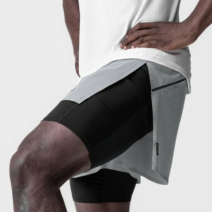 ASRV Shorts Men Aerotex 4034 High Split Liner Short Slate Grey