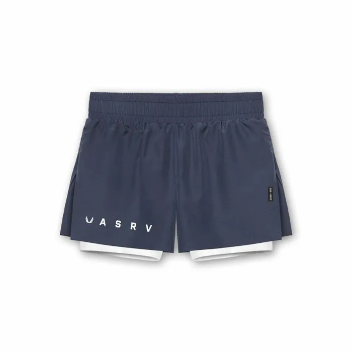 ASRV Shorts Men Laser Cut 3034 High Split Liner Short Navywhite