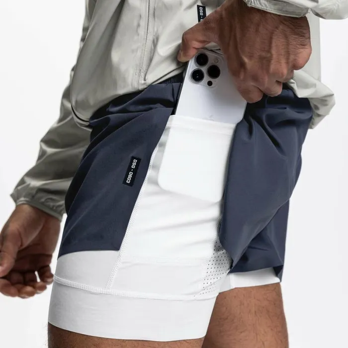 ASRV Shorts Men Laser Cut 3034 High Split Liner Short Navywhite