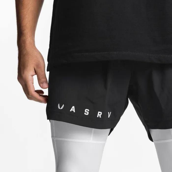 ASRV Shorts Men Ultralight 2in1 Legging Short Blackwhite