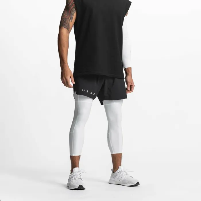 ASRV Shorts Men Ultralight 2in1 Legging Short Blackwhite