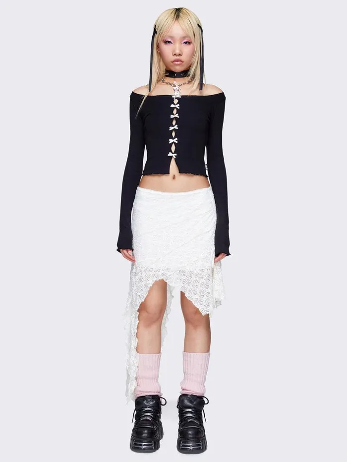 Audrey Lace Ruffled Asymmetrical Skirt Women Minga London Bottoms