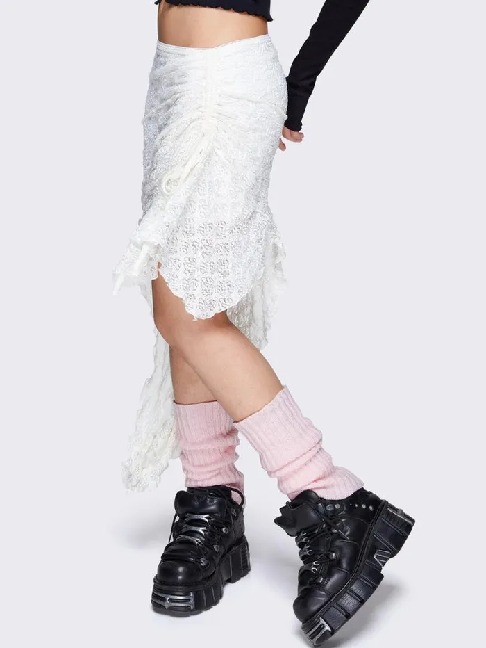 Audrey Lace Ruffled Asymmetrical Skirt Women Minga London Bottoms