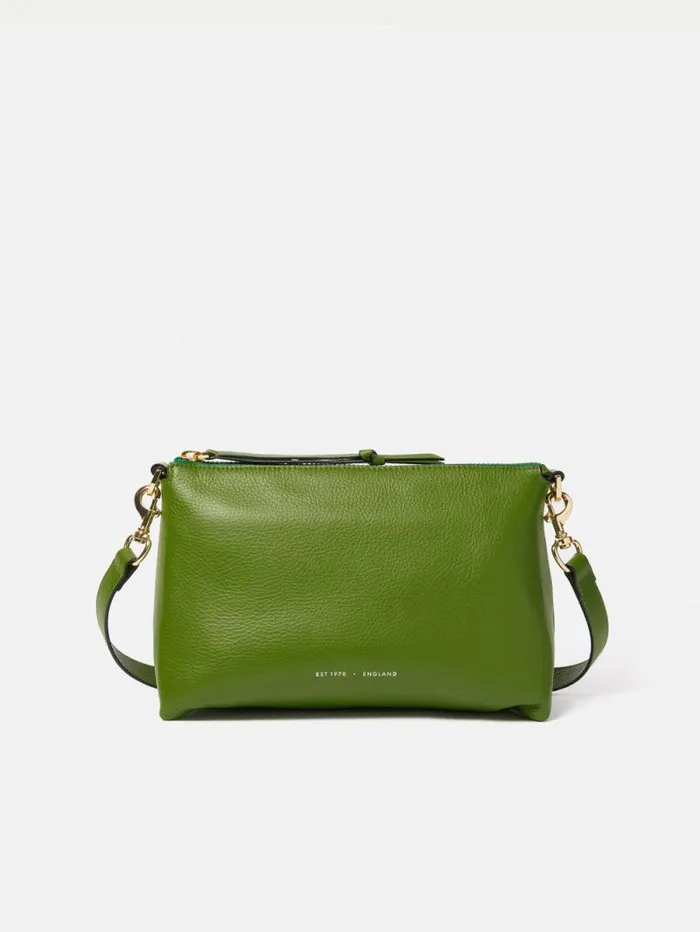 Ava Pebble Leather Crossbody Green Women Jigsaw Leather