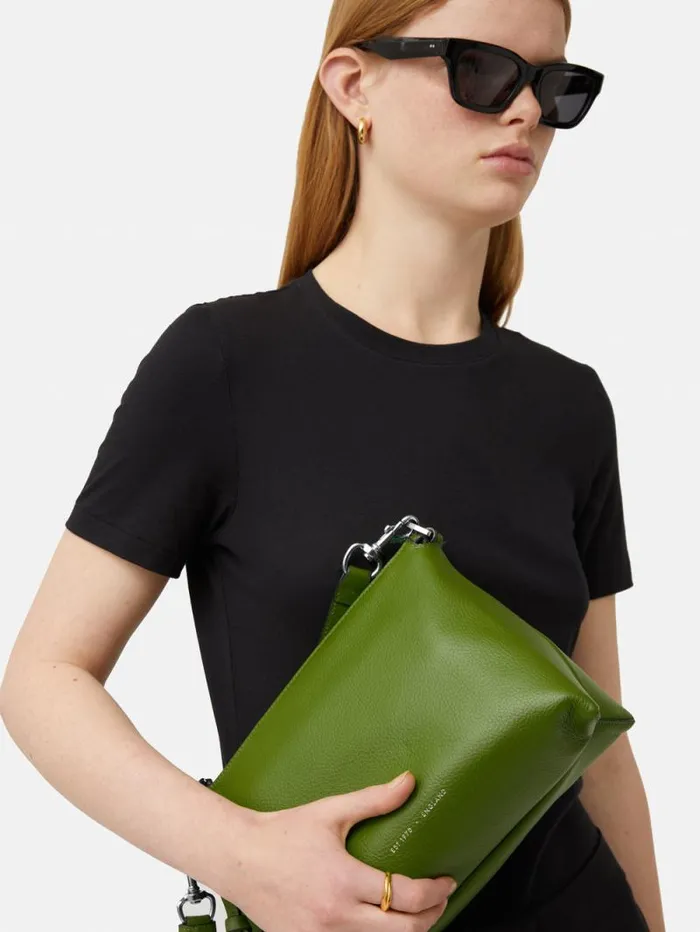 Ava Pebble Leather Crossbody Green Women Jigsaw Leather