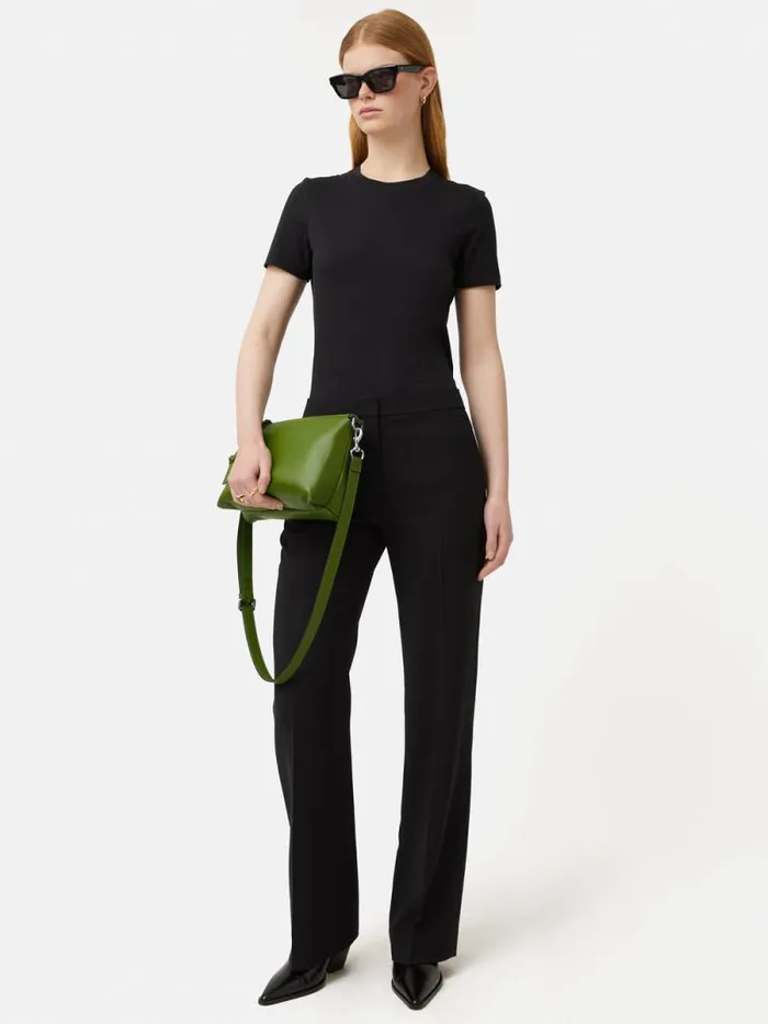Ava Pebble Leather Crossbody Green Women Jigsaw Leather