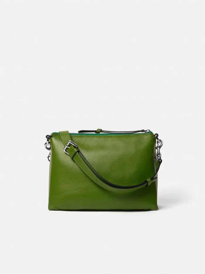 Ava Pebble Leather Crossbody Green Women Jigsaw Leather
