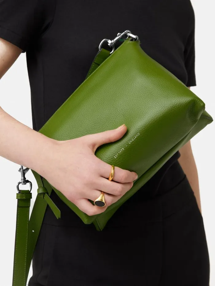 Ava Pebble Leather Crossbody Green Women Jigsaw Leather