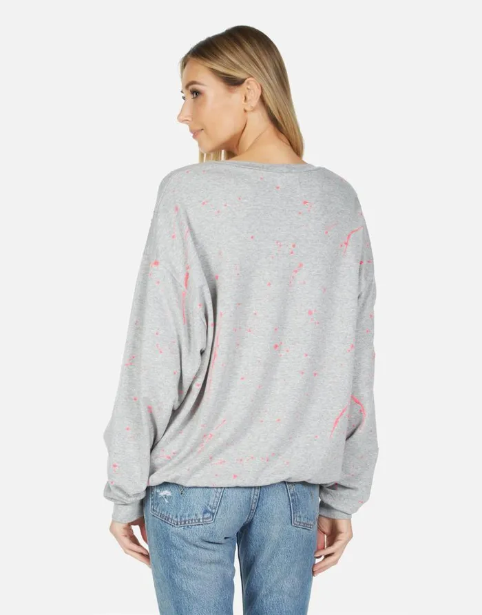 Babbs Airbrush Peace Heather Greypink Paint Splatter Women Lauren Moshi Long Sleeve