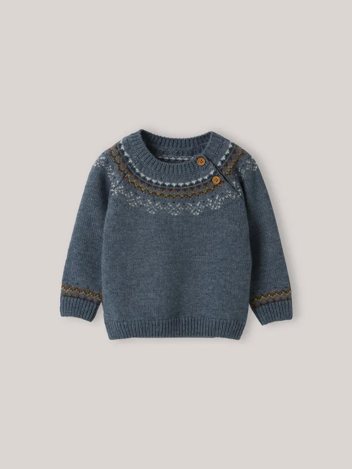 Baby Baby Boy Cyrillus Jacquard Sweater Bleu Froid