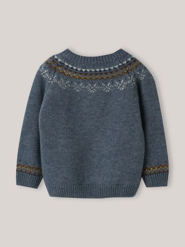 Baby Baby Boy Cyrillus Jacquard Sweater Bleu Froid