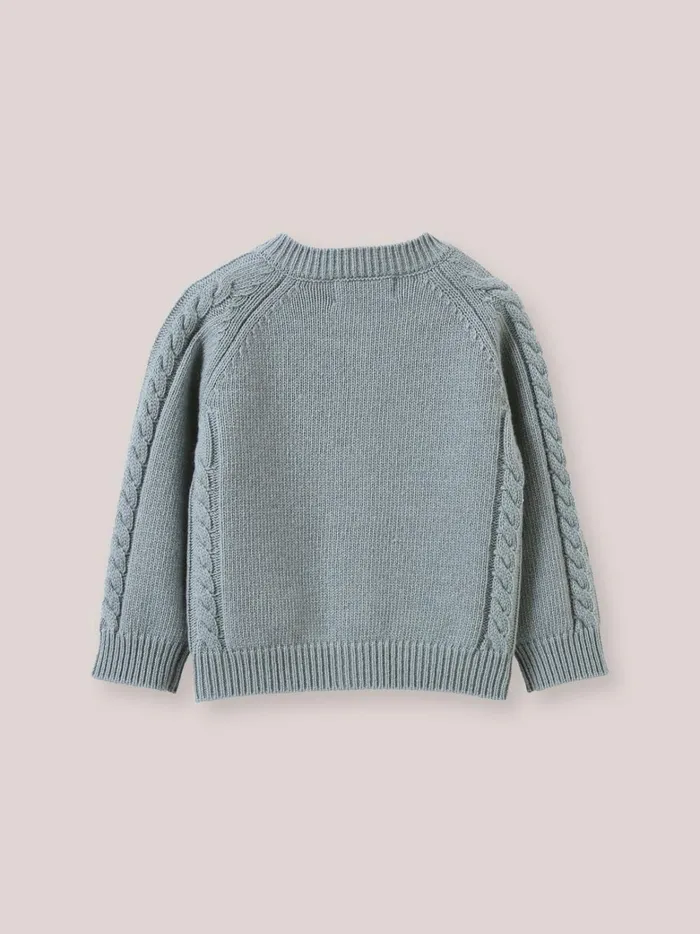 Baby Baby Girl Cyrillus Cable Knit Cardigan Vert De Gris