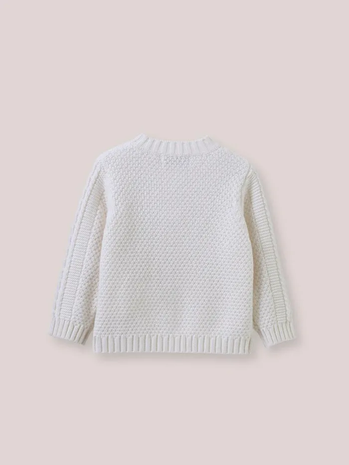 Baby Baby Girl Cyrillus CableKnit Sweater Ecru