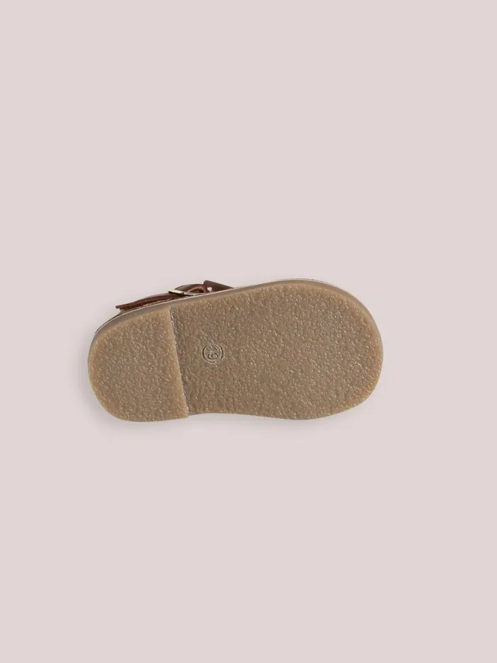 Baby Baby Girl Cyrillus Leather TStrap Shoes With Bow Cognac