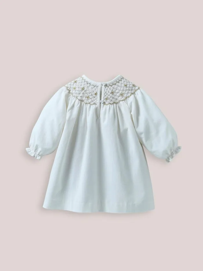 Baby Baby Girl Cyrillus Smocked Dress Blanc Doux