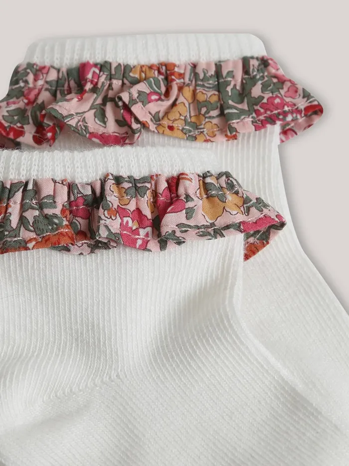 Baby Baby Girl Cyrillus Socks Ruffle Made With Liberty Fabric Lib Babington Rose