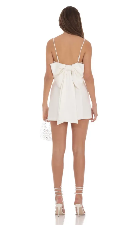 Back Bow Dress White Women LUCY IN THE SKY Mini Dresses