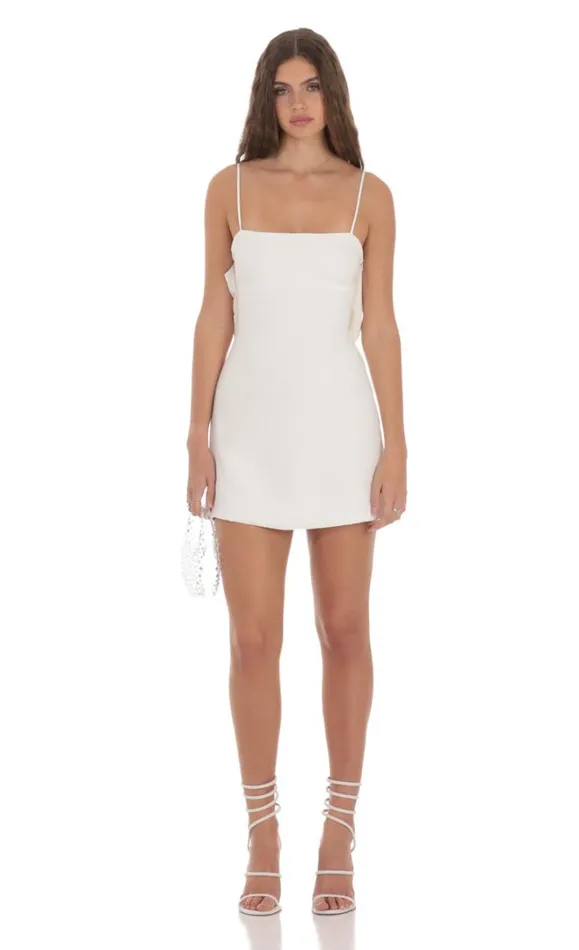 Back Bow Dress White Women LUCY IN THE SKY Mini Dresses Back Bow Dress White Women LUCY IN THE SKY Mini Dresses