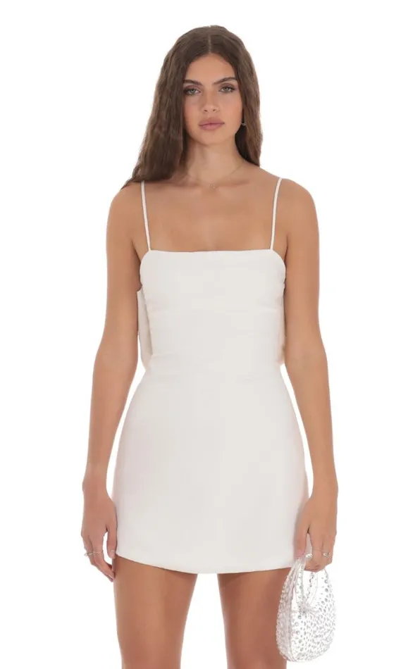 Back Bow Dress White Women LUCY IN THE SKY Mini Dresses Back Bow Dress White Women LUCY IN THE SKY Mini Dresses