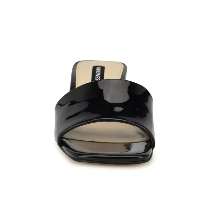 Bamsy Block Heel Slide Sandals Black Patent Women Nine West Sandals Bamsy Block Heel Slide Sandals Black Patent Women Nine West Sandals
