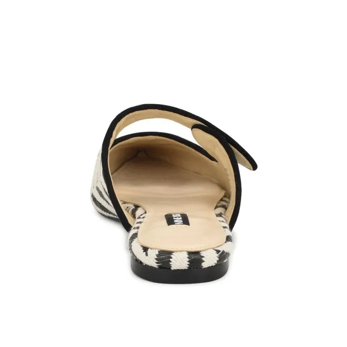 Barbra Flat Mules Blackwhite Raffia Women Nine West Flats