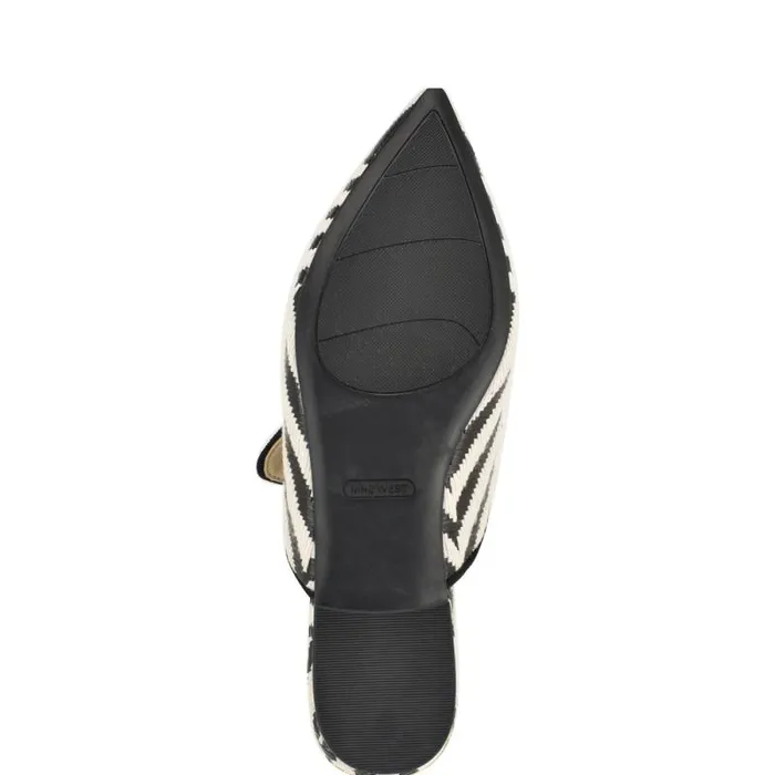 Barbra Flat Mules Blackwhite Raffia Women Nine West Flats