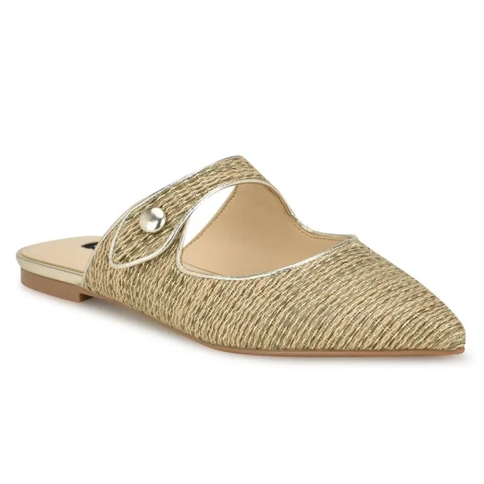 Barbra Flat Mules Platino Raffia Women Nine West Flats Barbra Flat Mules Platino Raffia Women Nine West Flats
