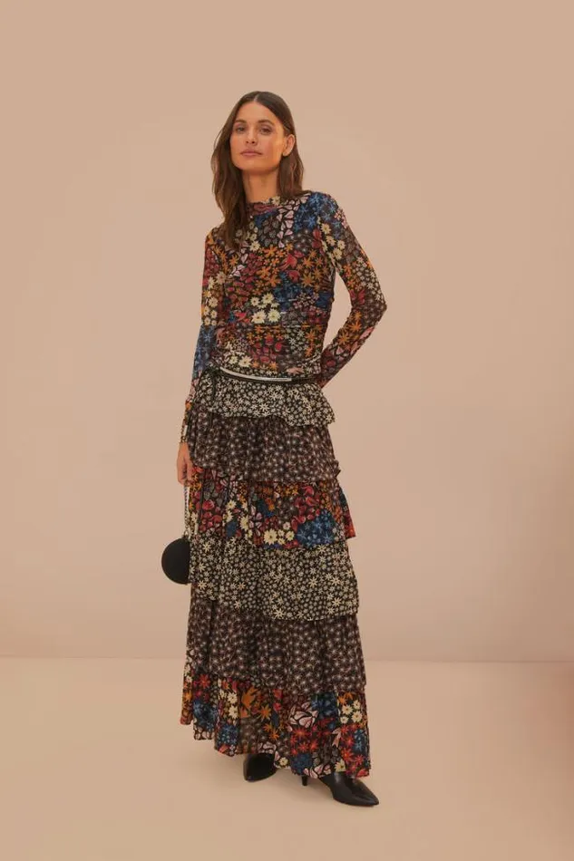 Black Juju Garden Tulle Blouse Women FARM Rio Blouses