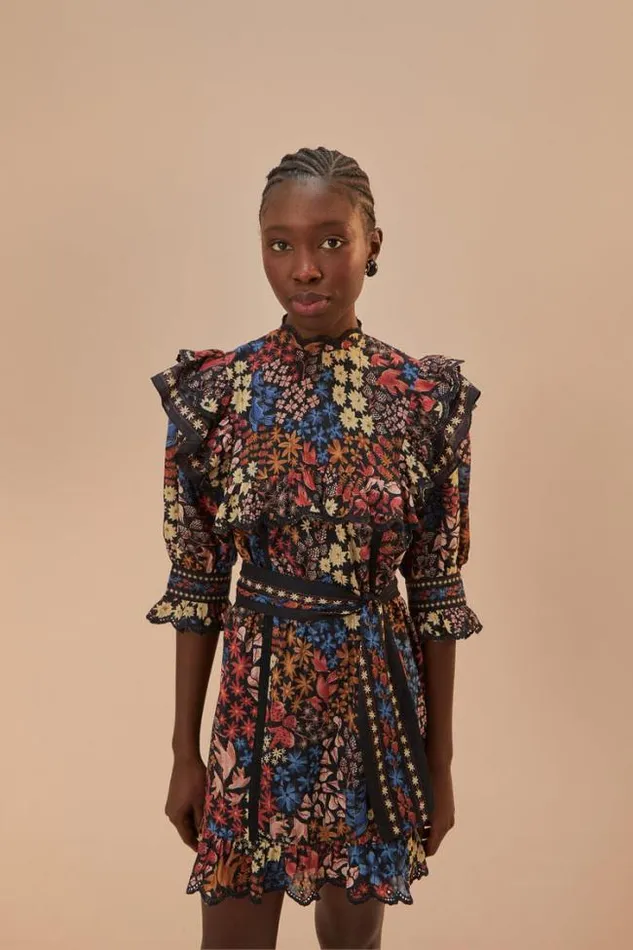 Black Jujus Garden Mini Dress Women FARM Rio Mini Dresses