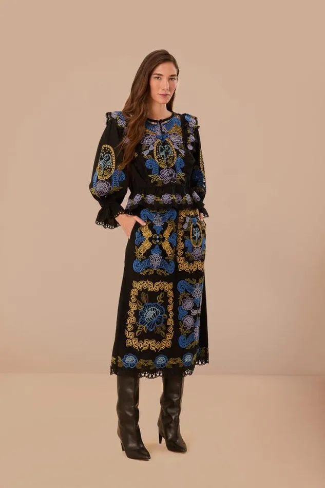 Black Richelieu Blouse Women FARM Rio Blouses