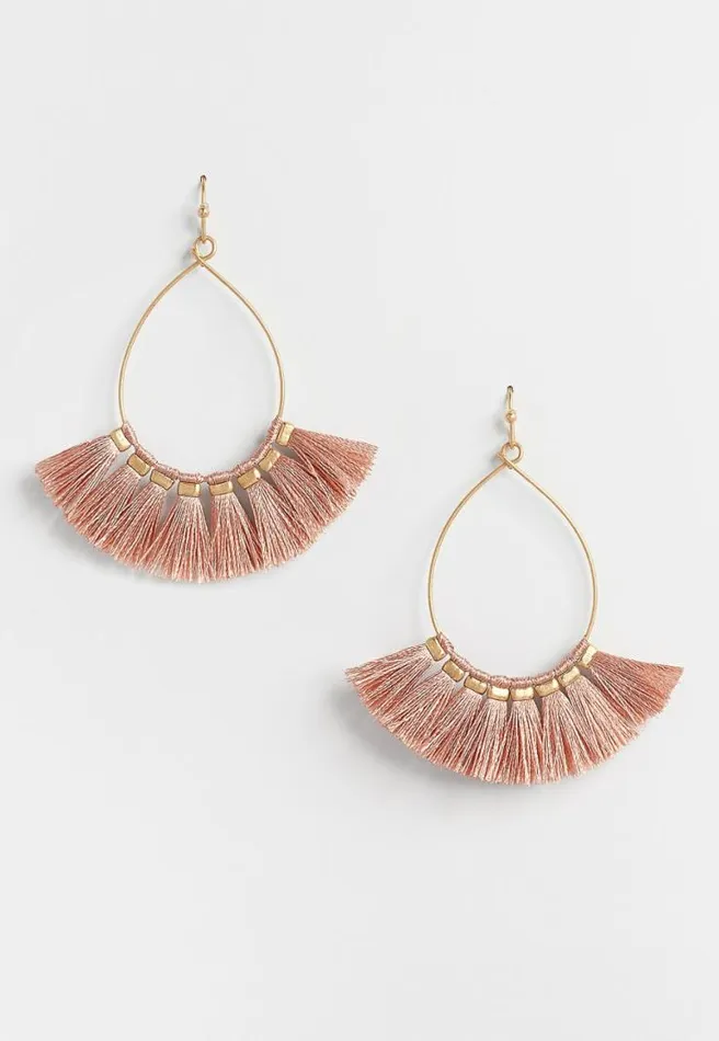 Blush Fringe Teardrop Earrings Women Maurices Jewelry